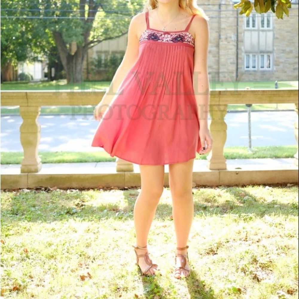 Orange Sleeveless Embellished Mini Dress